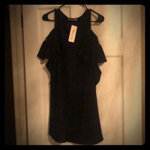NWT Black cold shoulder ruffle sleeve dress